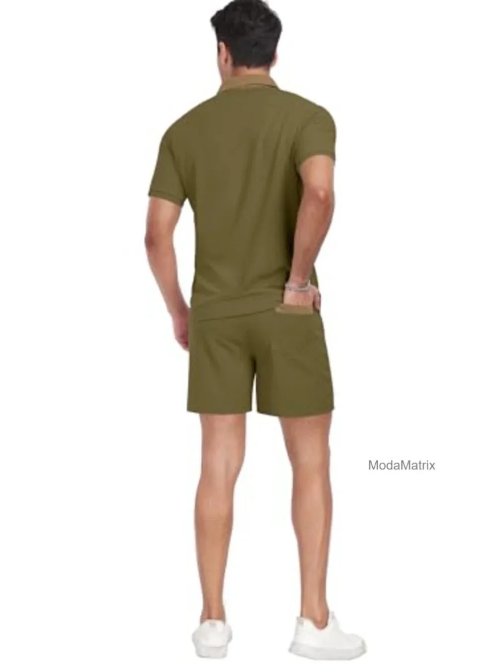 Men's 2-Piece Polo Shirt & Shorts Set Waffle Knit Athletic